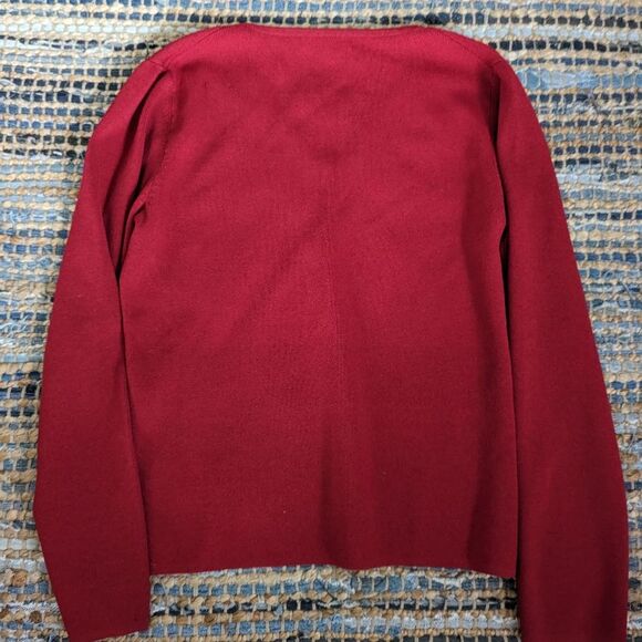 Sweater V-neck M Nylon Red Basic L/S Office Siren Elegant Romantic Stretch - Picture 6 of 6
